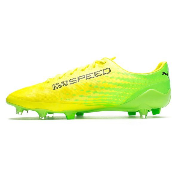 PUMA Evospeed 17 SL FG Firm Ground Soccer Cleats - Safety Yellow/Black/Green Gecko