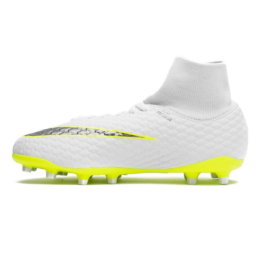 Kids' Nike Jr. Hypervenom Phantom 3 Academy Dynamic Fit (FG) Firm-Ground Football Boot White/Grey/Volt