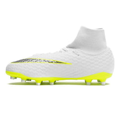 Kids' Nike Jr. Hypervenom Phantom 3 Academy Dynamic Fit (FG) Firm-Ground Football Boot White/Grey/Volt
