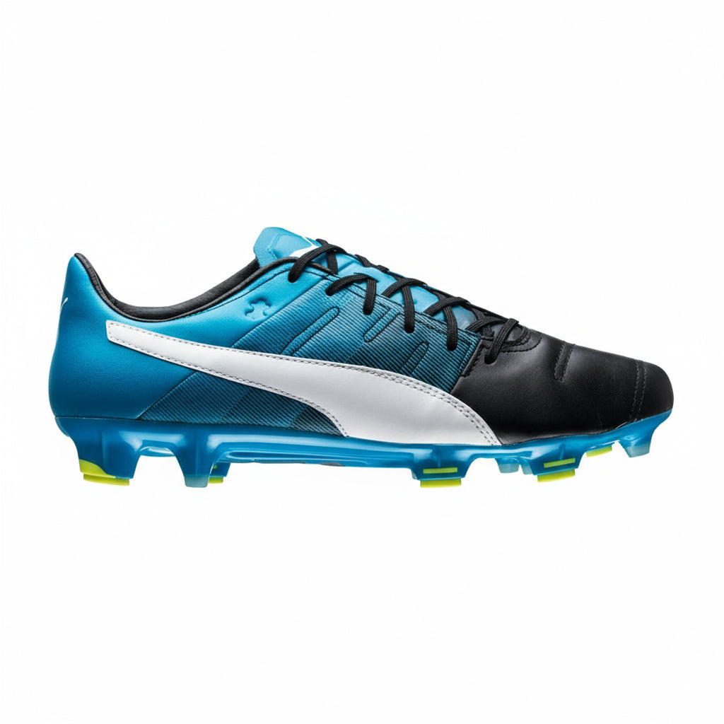 PUMA Evopower 1.3 LT FG Firm Ground Soccer Cleats - Black/White/Atomic Blue