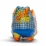 PUMA Evopower 1.2 FG Firm Ground Soccer Cleats - White/Orange Clownfish/Electric Blue Lemonade