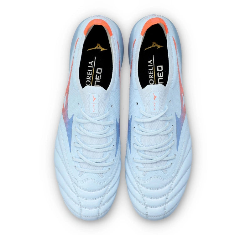 Mizuno Morelia Neo V Beta Elite FG Men's Soccer Cleats - Blue Finch/Orange