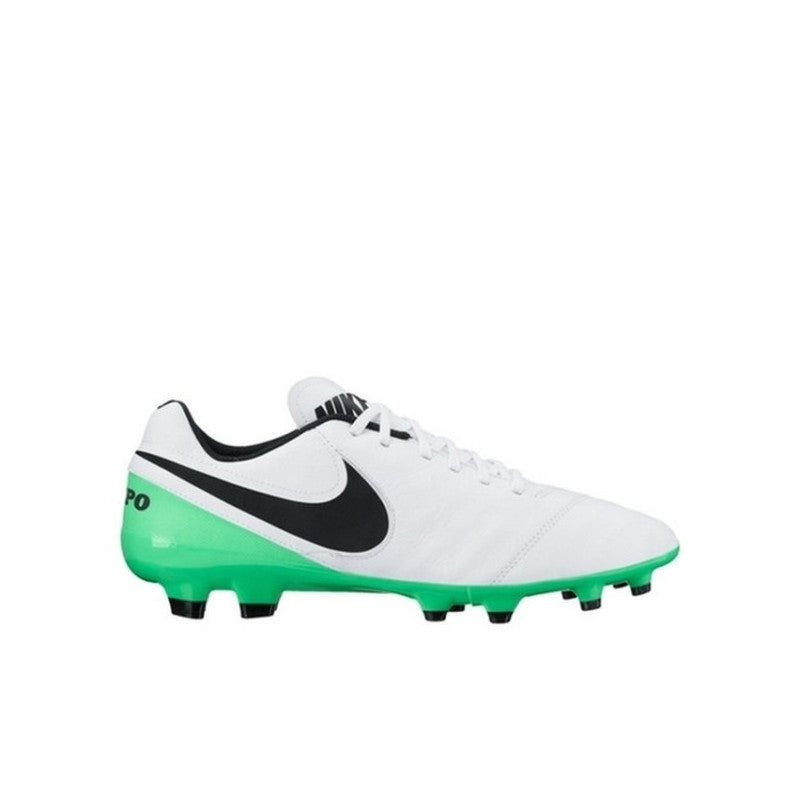 Nike Tiempo Genio II Leather FG Firm Groun Soccer Cleats - White/Black/Green