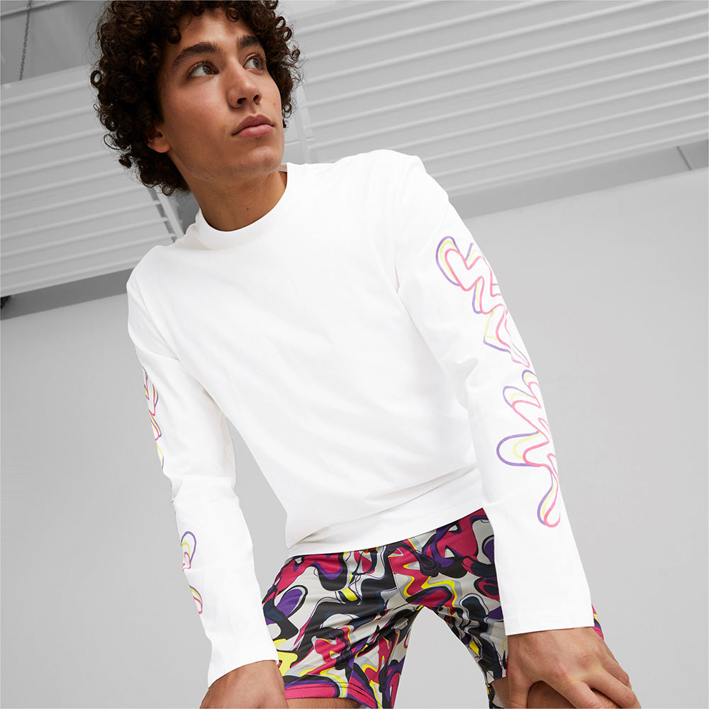 PUMA Neymar JR Creativity Long Sleeve T-Shirt White/Fluo Yellow Limited Edition