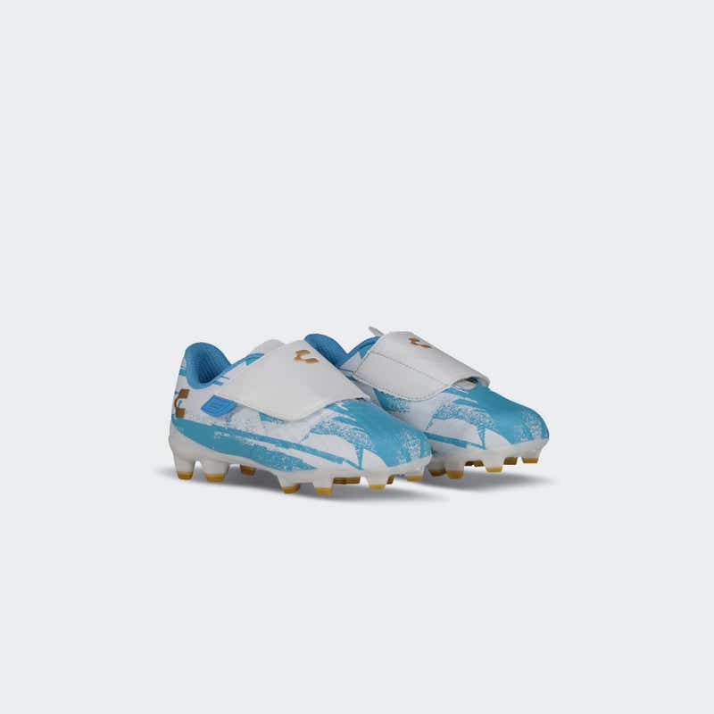 Charly Grasshopper 6.0 ST Youth Firm Ground Soccer Cleats - White/Blue - Best Buy Soccer