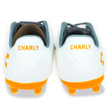 Charly Encore Firm Ground Soccer Cleats - White/Orange