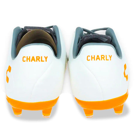 Botines de fútbol Charly Encore para terreno firme - Blanco/Naranja