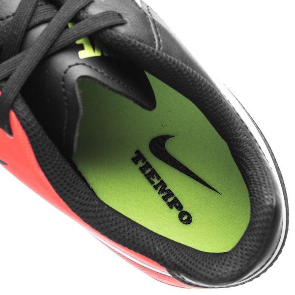 Botas de fútbol para terreno firme Nike Tiempo Genio II Leather (FG) para hombre, color negro, blanco y naranja