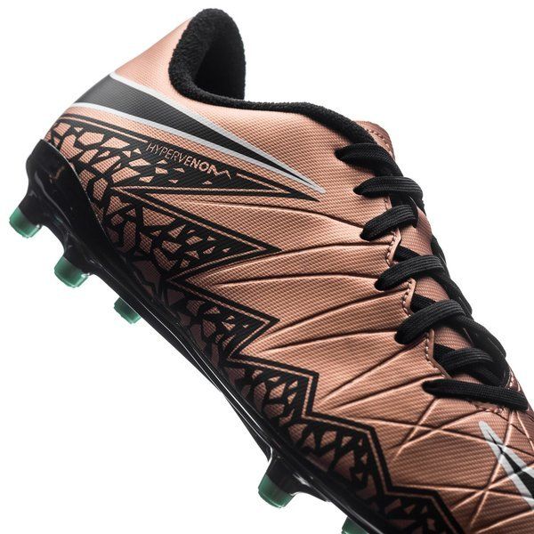 Nike JR Hypervenom Phelon II FG Soccer Cleats Metallic Red Bronce/Green