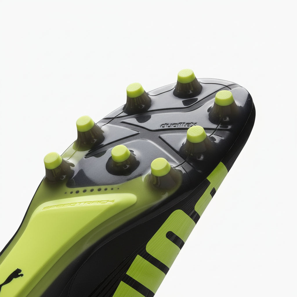 PUMA Evospeed 1.2 FG Firm Ground Soccer Cleats - Black/Fluo Yellow/Brilliant Blue