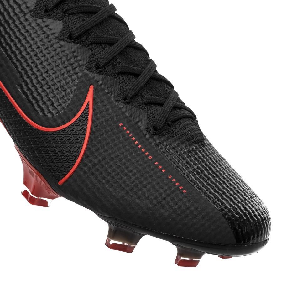 Nike Mercurial Vapor 13 Elite FG Firm Ground Men's Soccer Cleats - Black/Chile Red/Dark Smoke Grey/Chile Red