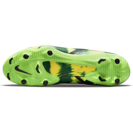Nike Phantom GT2 Academy DF SW FG/MG Multi-Ground Soccer Cleats - Black/Metallic Platinum-Green Strike