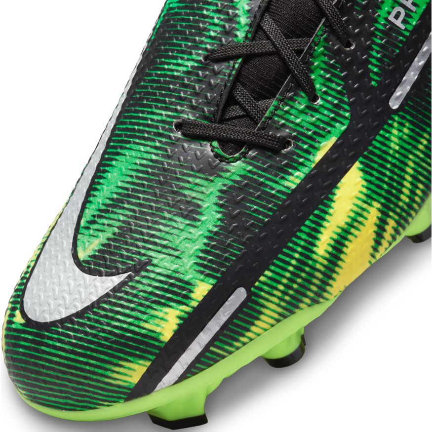 Nike Phantom GT2 Academy DF SW FG/MG Multi-Ground Soccer Cleats - Black/Metallic Platinum-Green Strike