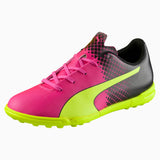 PUMA Evopower 4.3 Tricks TT JR Turf Youth Soccer Cleats - Pink Glo/Safety Yellow