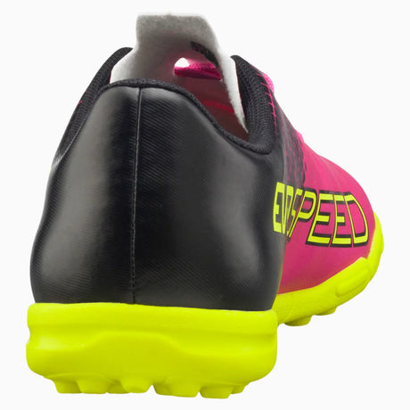 PUMA Evopower 4.3 Tricks TT JR Botas de Fútbol para Césped Artificial - Rosa Fluorescente/Amarillo Seguridad