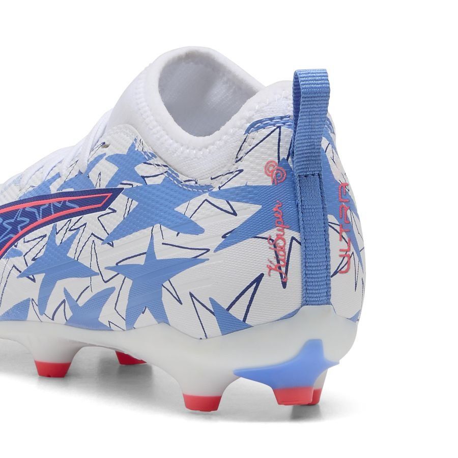 PUMA Ultra 6 Match FG/AG Christian Pulisic X Kidsuper FG/AG Youth Soccer Cleats - White/Pink Lilac/Dusky Blue