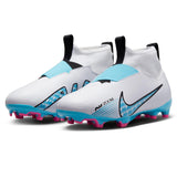 Nike Zoom Merc Superfly 9A FG Youth Soccer Cleats - White/Pink/Blue
