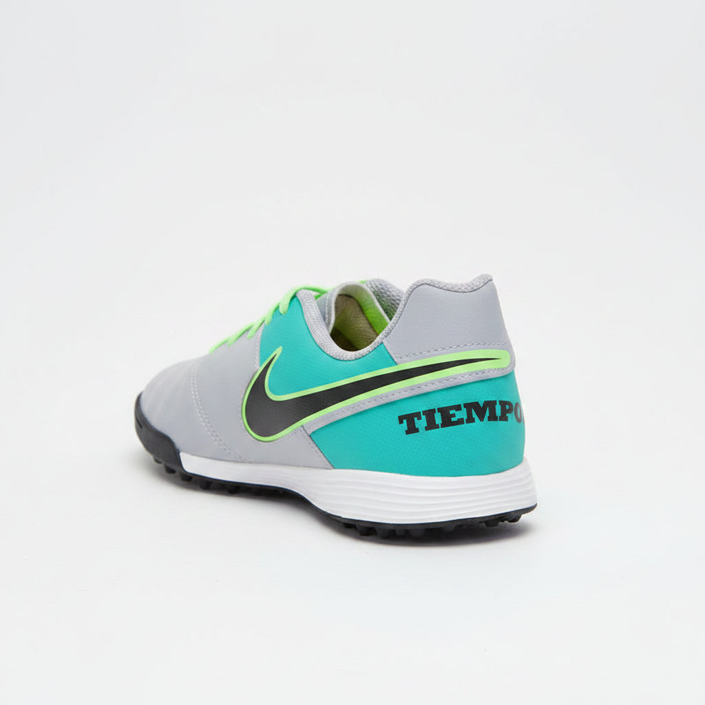 Nike JR Tiempox Legend VI TF Turf Soccer Cleats - Grey/Black/Jade