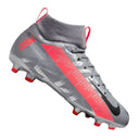 Tacos de fútbol Nike Superfly 7 Academy FG para jóvenes, plata metálico/rosa
