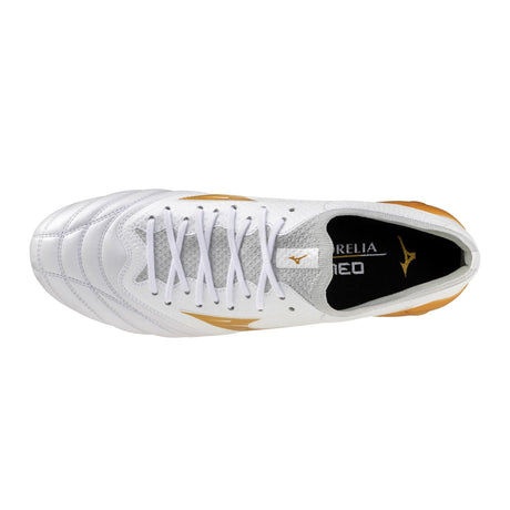 Mizuno Morelia Neo IV Beta Elite FG Firm Ground Soccer Cleats - White/Gold - Best Buy Soccer