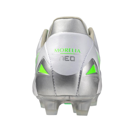 Mizuno Morelia Neo IV Pro FG Firm Ground Soccer Cleats - White/Neon Green - Best Buy Soccer