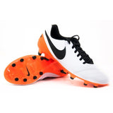 Nike Tiempo Genio II Leather FG Firm Groun Soccer Cleats - White/Orange/Black