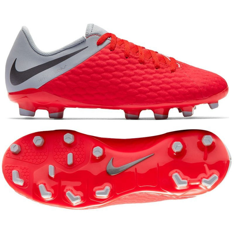 Nike Hypervenom 3 Academy FG Youth Soccer Cleats - Crimson/Dark Grey