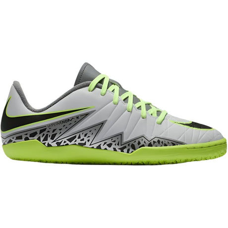 Nike JR HyperVenom Phelon II IC Indoor Shoes - Pure Platinum/Black/Green - Best Buy Soccer
