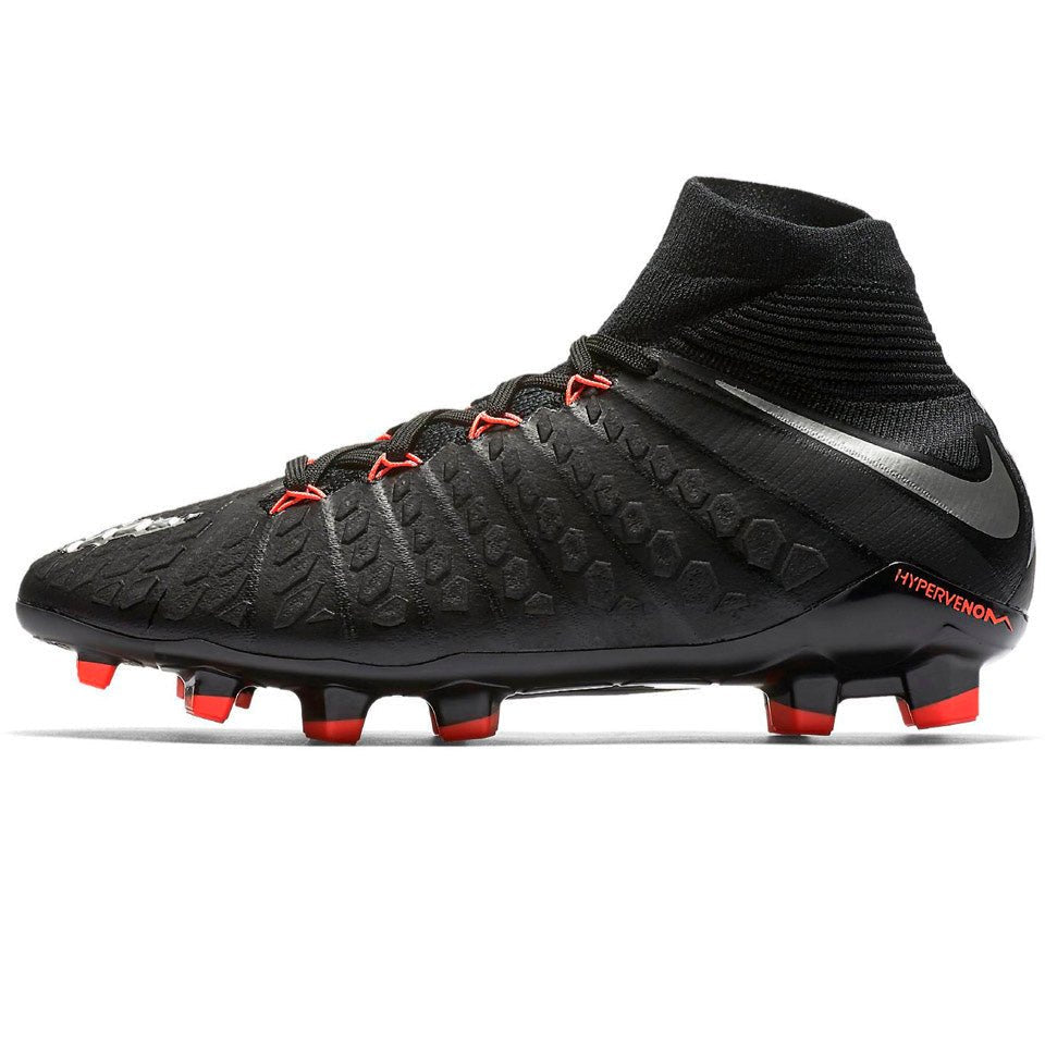 Nike Kids' Jr. Hypervenom Phantom III Dynamic Fit (FG) Firm Ground Soccer Cleats - Black/Red/Silver - Best Buy Soccer