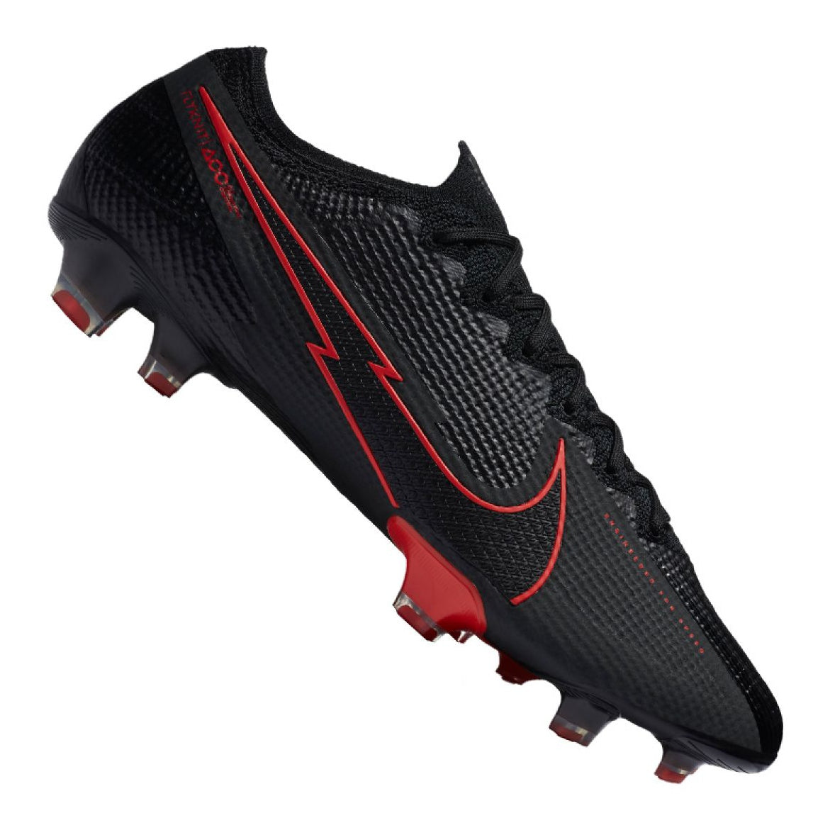 Nike Mercurial Vapor 13 Elite FG Firm Ground Men's Soccer Cleats - Black/Chile Red/Dark Smoke Grey/Chile Red