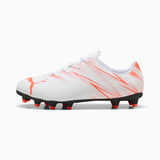 Tacos de fútbol PUMA Attacanto FG/AG JR - Blanco/Rojo Brillante