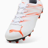Tacos de fútbol PUMA Attacanto FG/AG JR - Blanco/Rojo Brillante