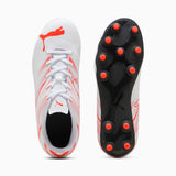 Tacos de fútbol PUMA Attacanto FG/AG JR - Blanco/Rojo Brillante