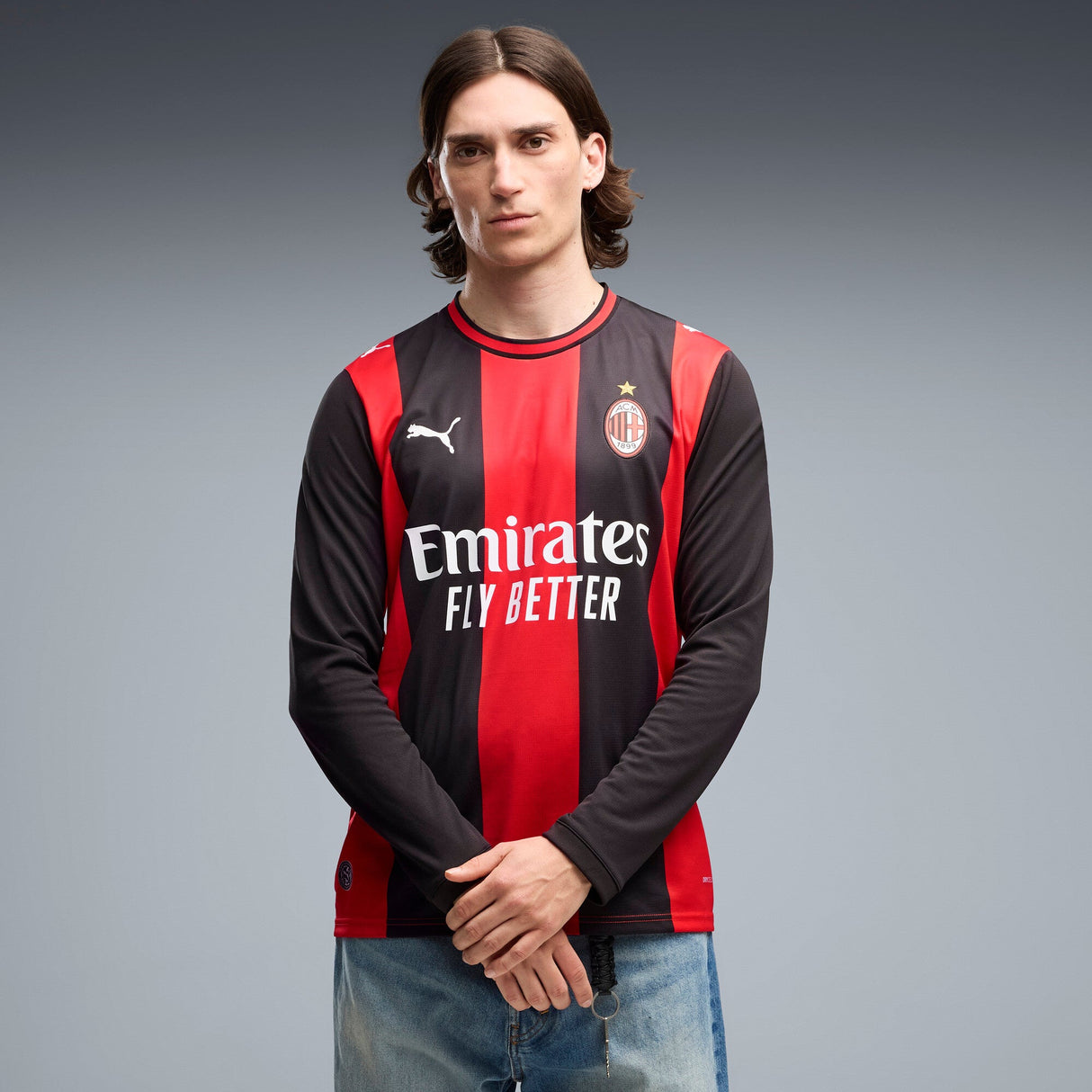 PUMA AC Milan Home Long Sleeve Men's Soccer Jersey 2026 - Black/Red - Best Buy Soccer