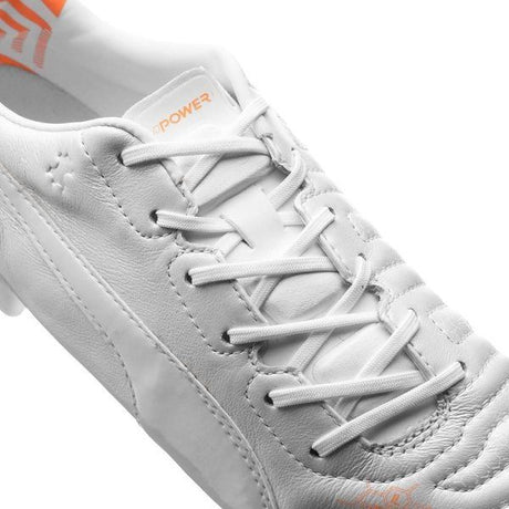 PUMA Evopower 1.2 Leather FG Firm Ground Soccer Cleats - White/Metallic White/Fluo Orange - Best Buy Soccer