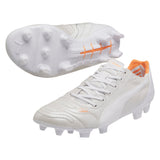 PUMA Evopower 1.2 Leather FG Firm Ground Soccer Cleats - White/Metallic White/Fluo Orange - Best Buy Soccer
