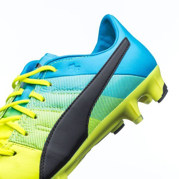PUMA Evopower 1.3 LT FG Firm Ground Soccer Cleats - Safety Yellow/Black/Atomic Blue - Best Buy Soccer