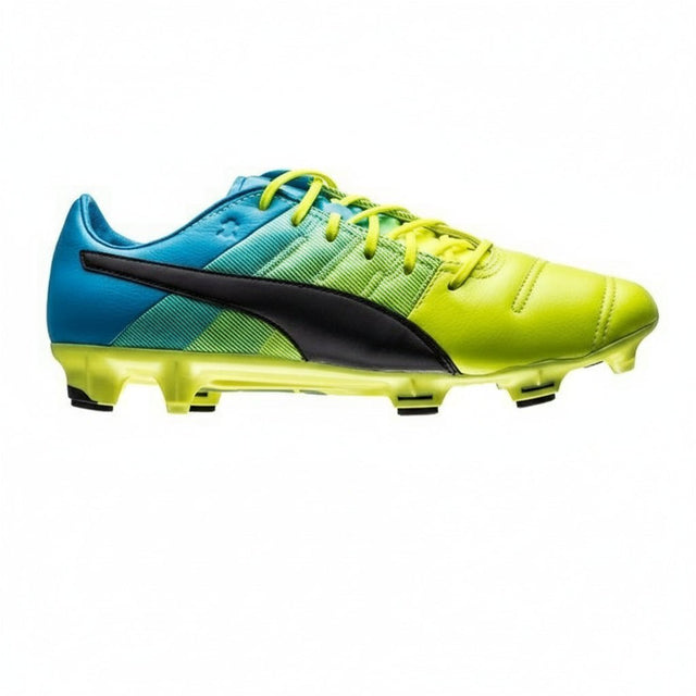 PUMA Evopower 1.3 LT FG Firm Ground Soccer Cleats - Safety Yellow/Black/Atomic Blue - Best Buy Soccer