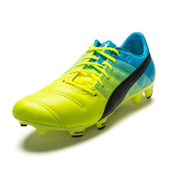 PUMA Evopower 1.3 LT FG Firm Ground Soccer Cleats - Safety Yellow/Black/Atomic Blue - Best Buy Soccer