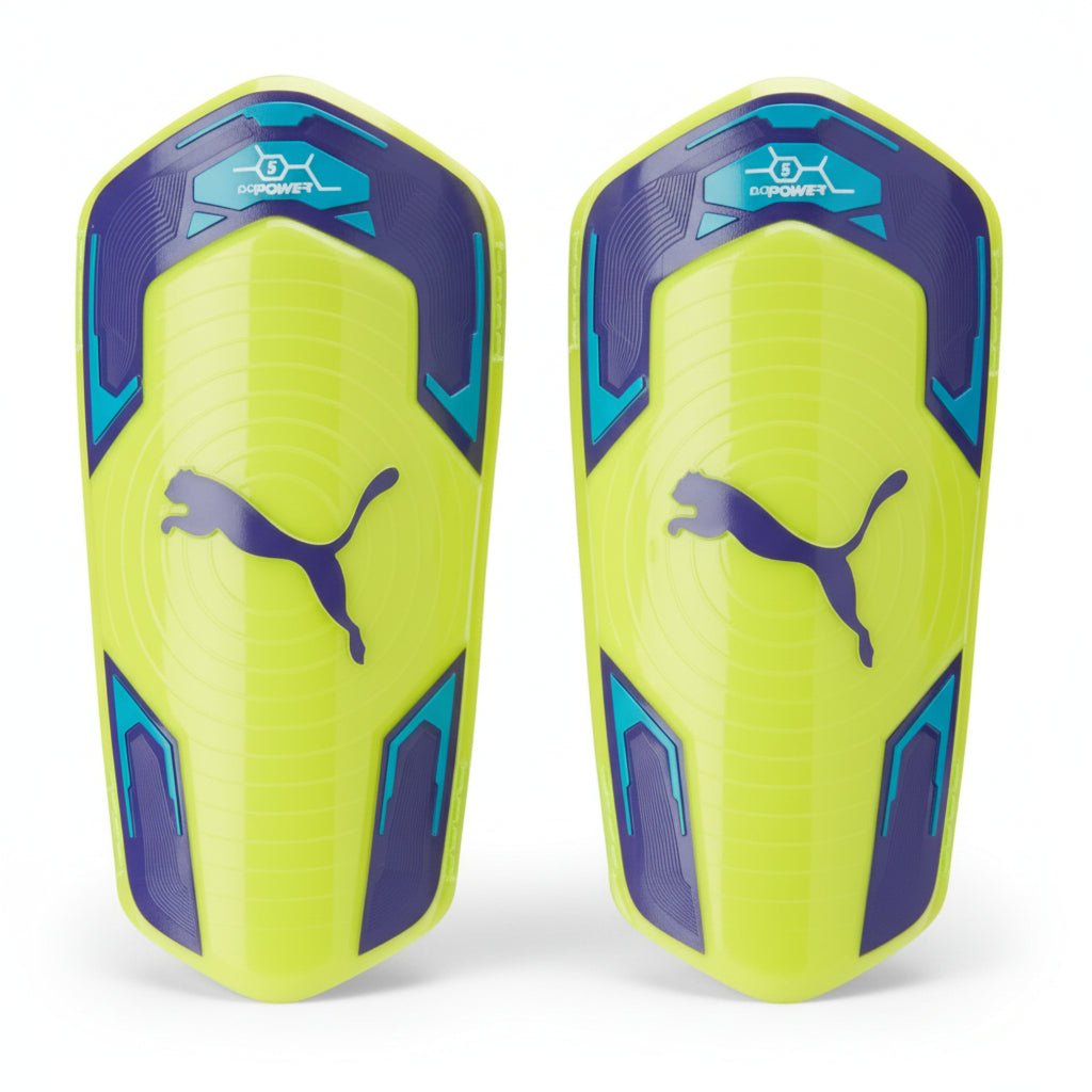 PUMA Evopower 5 Soccer Shin Guard - Safety Yellow/Atomic Blue - Best Buy Soccer