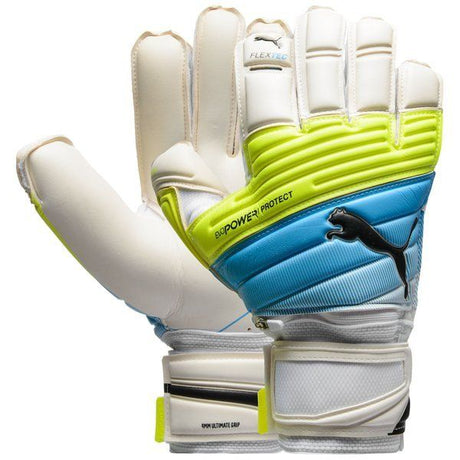 PUMA EvoPower Protect 1.3 Goalkeeper Gloves White/Atomic Blue/ Safety Yellow - Best Buy Soccer