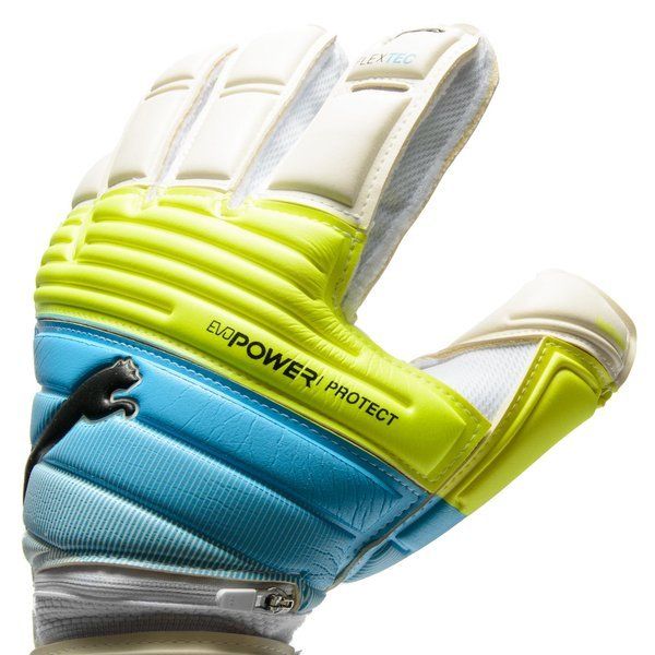 PUMA EvoPower Protect 1.3 Goalkeeper Gloves White/Atomic Blue/ Safety Yellow - Best Buy Soccer