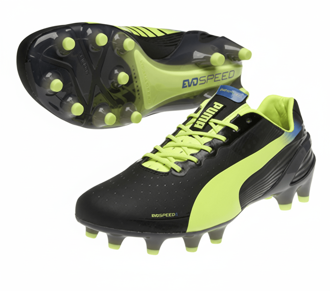 PUMA Evospeed 1.2 FG Firm Ground Soccer Cleats - Black/Fluo Yellow/Brilliant Blue - Best Buy Soccer