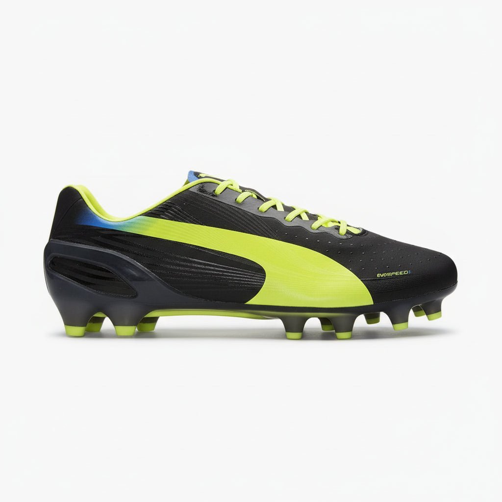 PUMA Evospeed 1.2 FG Firm Ground Soccer Cleats - Black/Fluo Yellow/Brilliant Blue - Best Buy Soccer