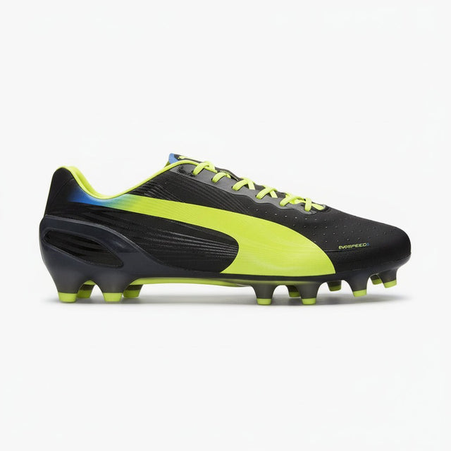 PUMA Evospeed 1.2 FG Firm Ground Soccer Cleats - Black/Fluo Yellow/Brilliant Blue - Best Buy Soccer