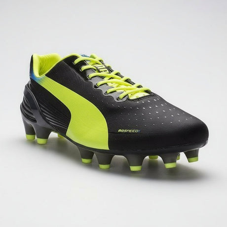 PUMA Evospeed 1.2 FG Firm Ground Soccer Cleats - Black/Fluo Yellow/Brilliant Blue - Best Buy Soccer