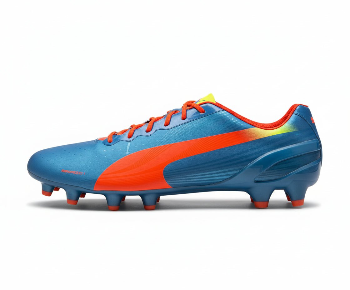 PUMA Evospeed 1.2 FG Firm Ground Soccer Cleats -Blue/Peach/Yellow - Best Buy Soccer