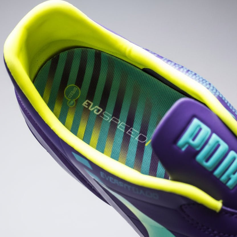 PUMA Evospeed 1.3 FG Firm Ground Soccer Cleats - Prism Violet/Fluro Yellow/Scuba Blue - Best Buy Soccer