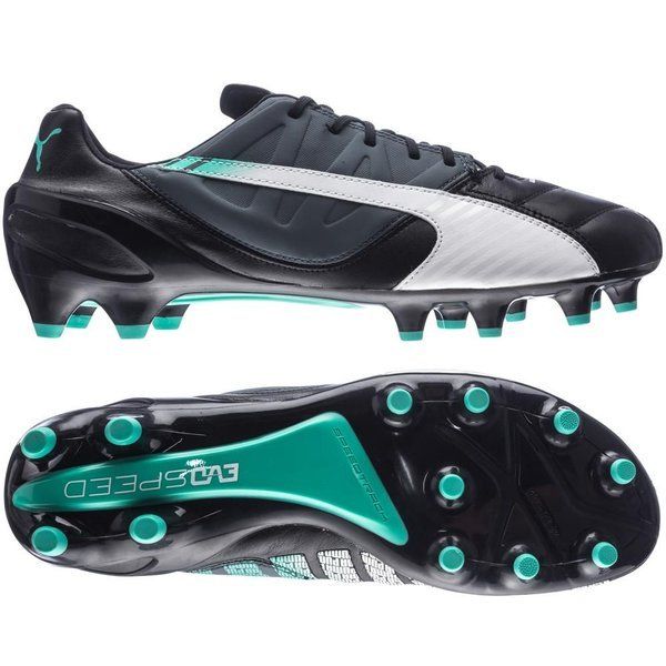 PUMA evoSPEED 1.3 Leather FG Firm Ground Soccer Cleats Black/White/Pool Green - Best Buy Soccer