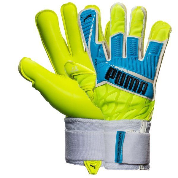 PUMA Evospeed 1.4 Goalkeeper Gloves Safety Yellow/Atomic Blue - Best Buy Soccer